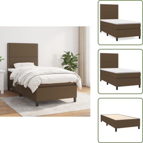 Cama con cabecero ajustable - vidaXL Cama box spring con colchón tela marrón oscuro 90x200 cm - Colchón ensacado