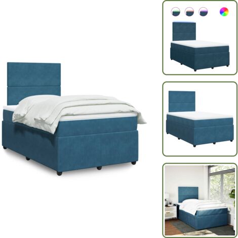 Cama con cabecero ajustable - vidaXL Cama box spring con colchón terciopelo azul 120x190 cm - Cama de terciopelo