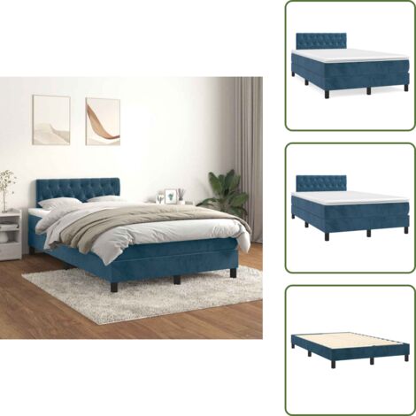 Cama con cabecero ajustable - vidaXL Cama box spring con colchón terciopelo azul oscuro 120x200 cm - Colchón ensacado