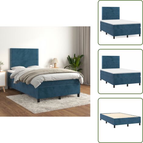 Cama con cabecero ajustable - vidaXL Cama box spring con colchón terciopelo azul oscuro 120x200 cm - Colchón ensacado