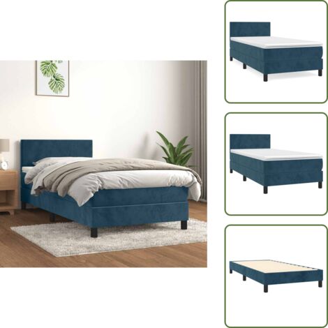 Cama con cabecero ajustable - vidaXL Cama box spring con colchón terciopelo azul oscuro 90x190 cm - Colchón ensacado