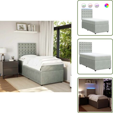 Cama con cabecero ajustable - vidaXL Cama box spring con colchón terciopelo gris claro 80x200 cm - Cama con funda extraíble