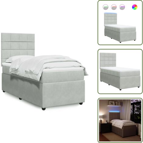 Cama con cabecero ajustable - vidaXL Cama box spring con colchón terciopelo gris claro 90x190 cm - Cama de terciopelo