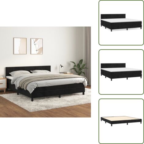 Cama con cabecero ajustable - vidaXL Cama box spring con colchón terciopelo negro 180x200 cm - Colchón ensacado