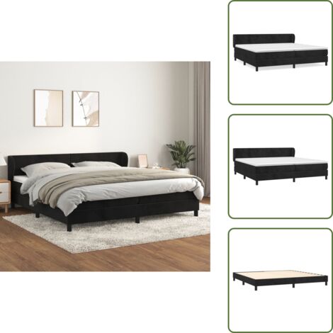Cama con cabecero ajustable - vidaXL Cama box spring con colchón terciopelo negro 200x200 cm - Colchón ensacado