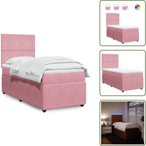 Cama con cabecero ajustable - vidaXL Cama box spring con colchón terciopelo rosa 100x200 cm - Cama de terciopelo rosa