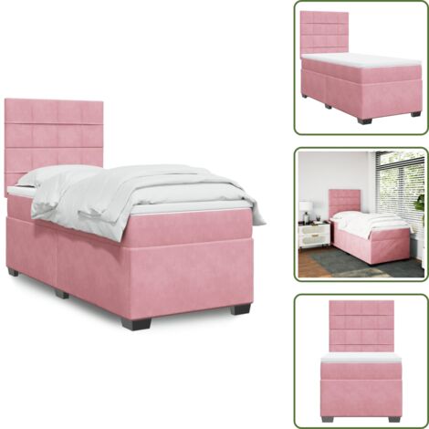 Cama con cabecero ajustable - vidaXL Cama box spring con colchón terciopelo rosa 100x200 cm - Colchón rosa