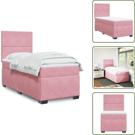 Cama con cabecero ajustable - vidaXL Cama box spring con colchón terciopelo rosa 100x200 cm - Colchón rosa