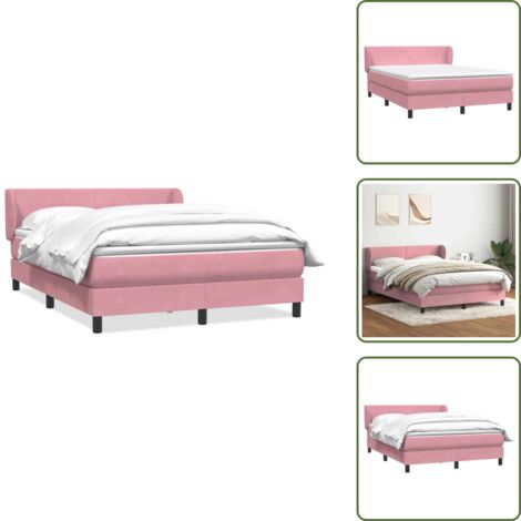 Cama con cabecero ajustable - vidaXL Cama box spring con colchón terciopelo rosa 160x220 cm - Colchón de terciopelo