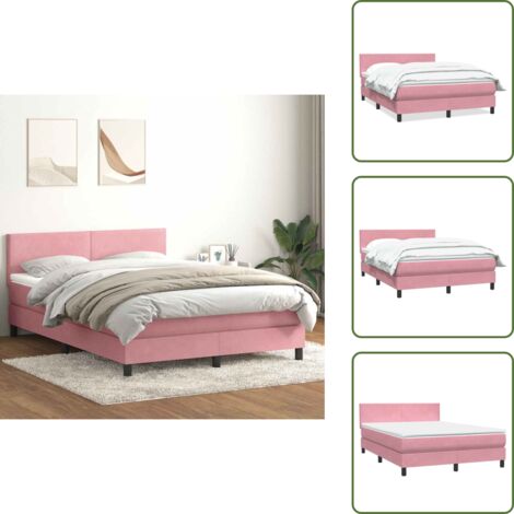 Cama con cabecero ajustable - vidaXL Cama box spring con colchón terciopelo rosa 160x220 cm - Colchón rosa
