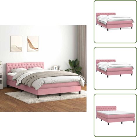 Cama con cabecero ajustable - vidaXL Cama box spring con colchón terciopelo rosa 160x220 cm - Colchón rosa