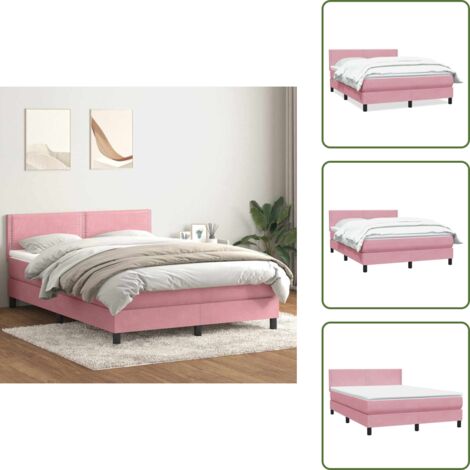 Cama con cabecero ajustable - vidaXL Cama box spring con colchón terciopelo rosa 160x220 cm - Colchón rosa