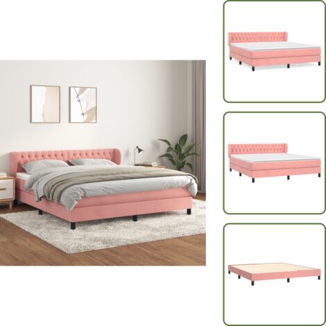Cama con cabecero ajustable - vidaXL Cama box spring con colchón terciopelo rosa 180x200 cm - Colchón ensacado
