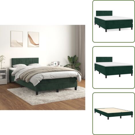 Cama con cabecero ajustable - vidaXL Cama box spring con colchón terciopelo verde oscuro 120x200 cm - Colchón ensacado