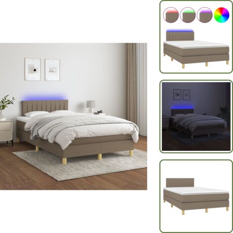 Cama con cabecero ajustable - vidaXL Cama box spring con colchón y LED tela gris taupe 120x200 cm - Cama gris taope