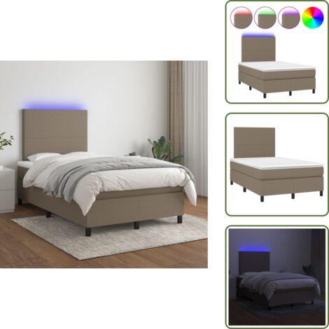 Cama con cabecero ajustable - vidaXL Cama box spring con colchón y LED tela gris taupe 120x200 cm - Cama gris taope