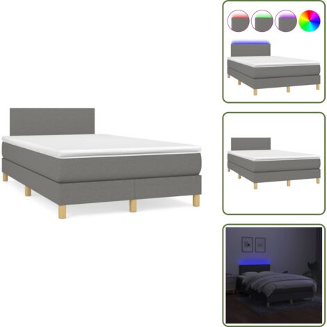 Cama con cabecero ajustable - vidaXL Cama box spring con colchón y LED tela marrón oscuro 120x190 cm - Cama con tira LED