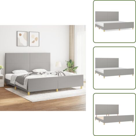 Cama con cabecero ajustable - vidaXL Cama sin colchón tela gris claro 200x200 cm - Cama con patas