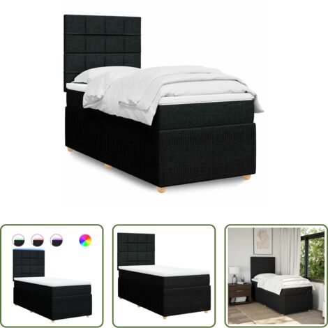 Cama con cabecero -  Cama box spring con colchón tela negro 100x200 cm