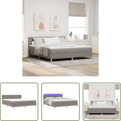 Cama con cabecero -  Cama Box Spring LED con colchón con LED Taupé 180 x 200 cm tela