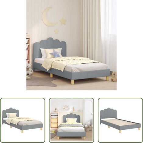 Cama con cabecero -  Cama para niños con cabecero Gris Claro 80 x 200 cm tela