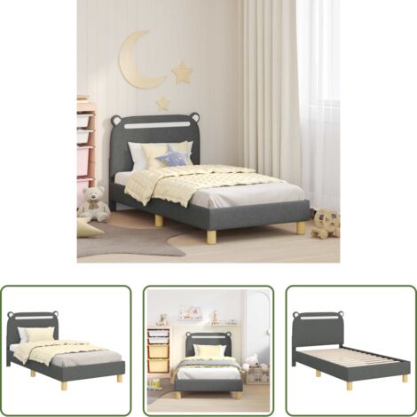 Cama con cabecero -  Cama para niños con cabecero Gris oscuro 80 x 160 cm tela