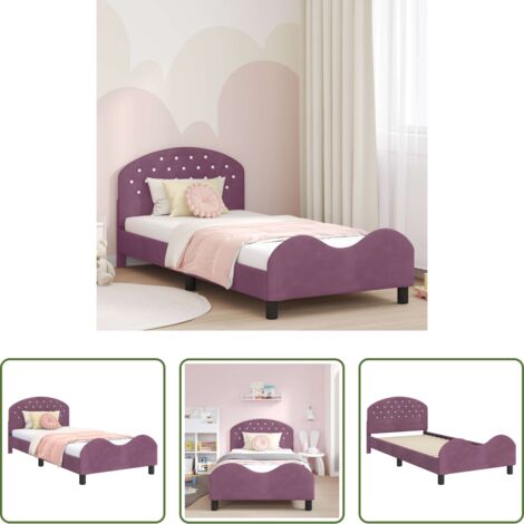 Cama con cabecero -  Cama para niños con cabecero Morado 80 x 200 cm Terciopelo