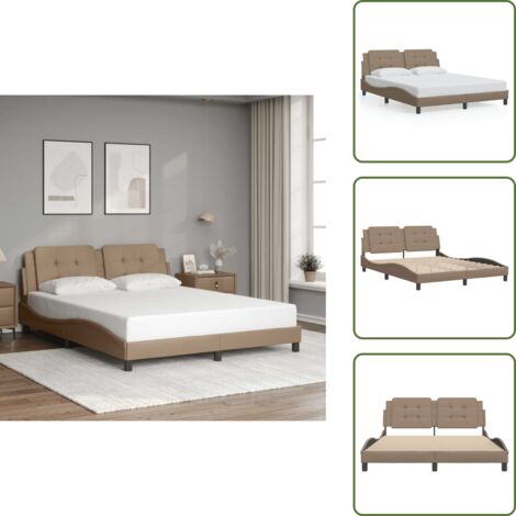 Cama con cabecero capuchino - vidaXL Estructura de cama sin colchón Zadar cuero sintético capuchino 160x200cm - Cama con cabecero sintético