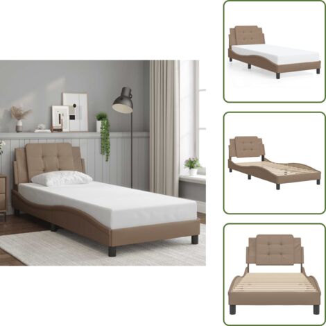 Cama con cabecero capuchino - vidaXL Estructura de cama sin colchón Zadar cuero sintético capuchino 90x190 cm - Cama con cabecero sintético