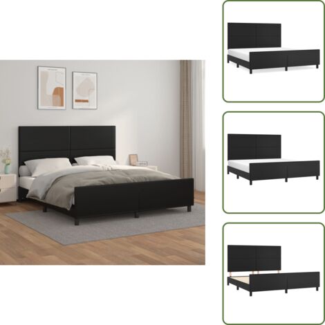 Cama con cabecero cuero sintético - vidaXL Estructura de cama con cabecero cuero sintético negro 180x200cm - Cama con cabecero ajustable