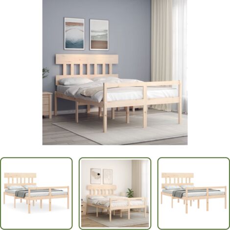 Cama con cabecero de madera -  Cama para personas mayores con cabecero madera maciza 140x200cm