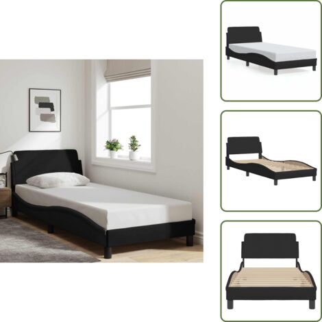 Cama con cabecero Dover - vidaXL Estructura de cama con cabecero Dover tela negro 90x200cm - Cama de dormitorio