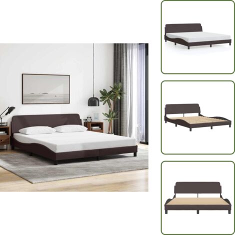 Cama con cabecero Dover - vidaXL Estructura de cama Dover de tela marrón oscuro 160x200 cm - Cama con cabecero de tela