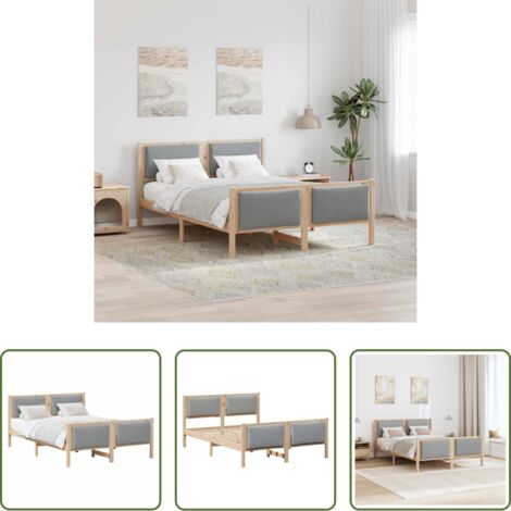 Cama con cabecero -  Estructura de cama con cabecera Gris Claro 135 x 190 cm tela