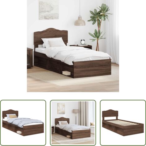Cama con cabecero -  Estructura de cama con cabecera Roble Marrón 100 x 200 cm