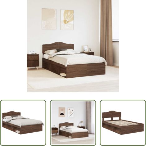 Cama con cabecero -  Estructura de cama con cabecera Roble Marrón 120 x 190 cm