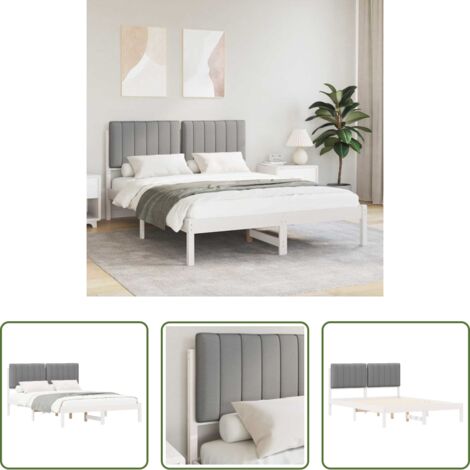 Cama con cabecero - Estructura de Cama con Cabecera Tapizada Gris Claro