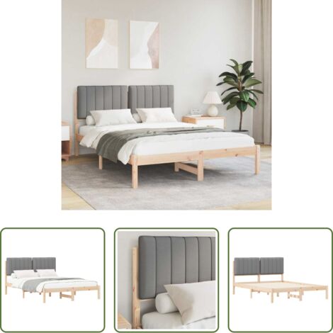 Cama con cabecero - Estructura de Cama con Cabecera Tapizada Gris Claro