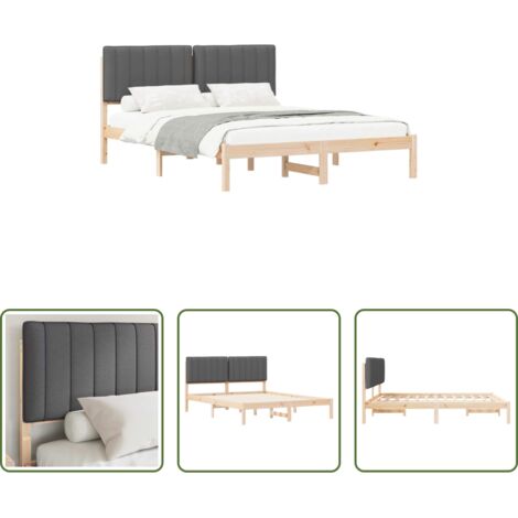 Cama con cabecero -  Estructura de Cama con Cabecera Tapizada Gris oscuro