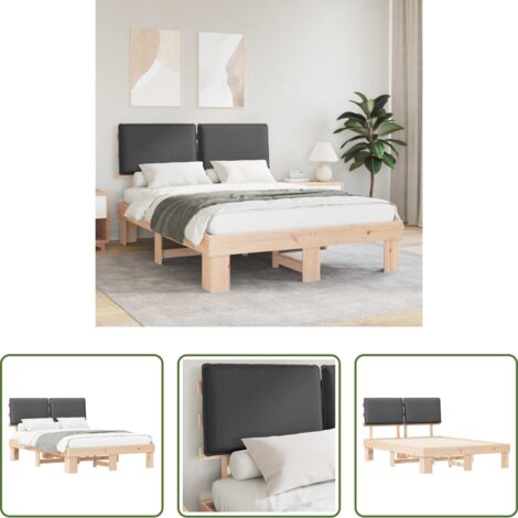 Cama con cabecero - Estructura de Cama con Cabecera Tapizada Gris oscuro
