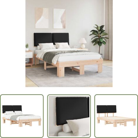 Cama con cabecero -  Estructura de Cama con Cabecera Tapizada Negro 120 x 190 cm