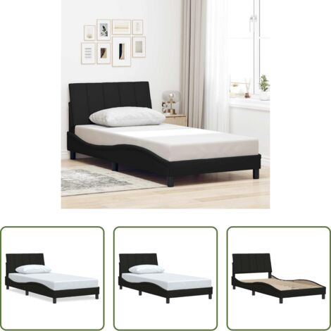 Cama con cabecero -  Estructura de cama sin colchón Hanko tela negro 100x200 cm