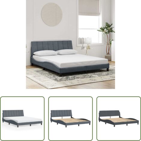 Cama con cabecero -  Estructura de cama sin colchón Hanko terciopelo gris oscuro 160x200cm