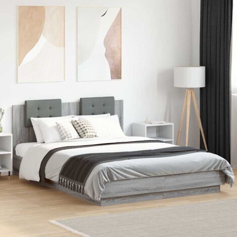 Cama con cabecero madera de ingeniería gris  140x200 cm
