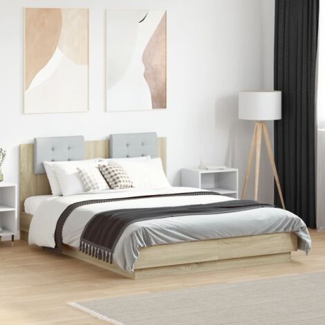 Cama con cabecero madera de ingeniería roble  120x190 cm