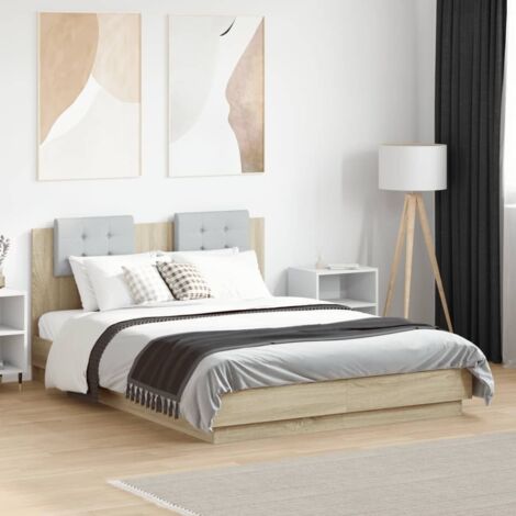 Cama con cabecero madera de ingeniería roble  135x190 cm