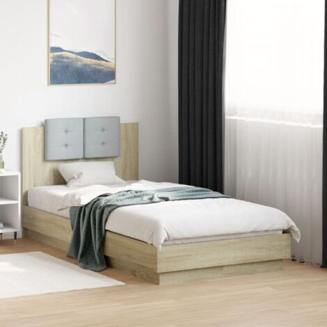 Cama con cabecero madera de ingeniería roble 75x190 cm