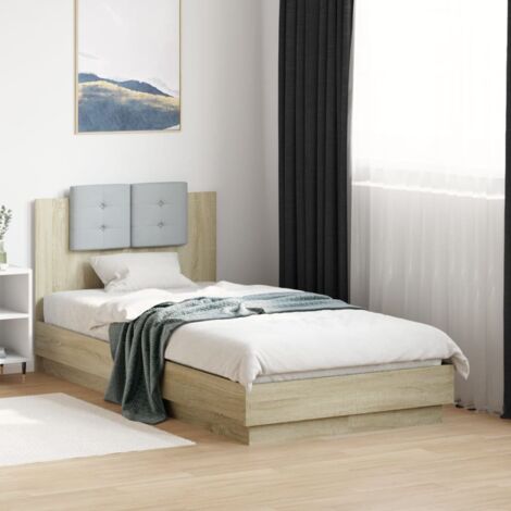 Cama con cabecero madera de ingeniería roble 90x190 cm