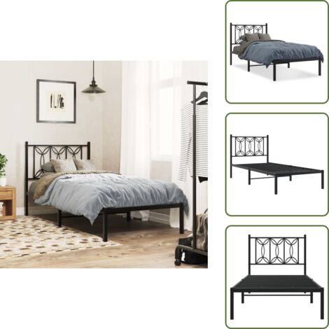 Cama con cabecero metálico - vidaXL Estructura cama sin colchón con cabecero metal negro 90x200 cm - Cama de invitados