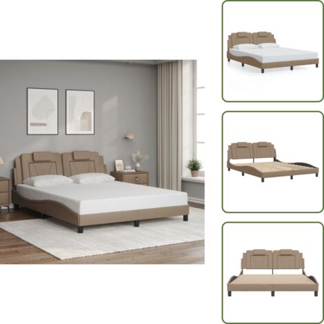 Cama con cabecero sintético - vidaXL Estructura de cama Viana sin colchón cuero sintético capuchino 160x200cm - Cama con cabecero de cuero sintético